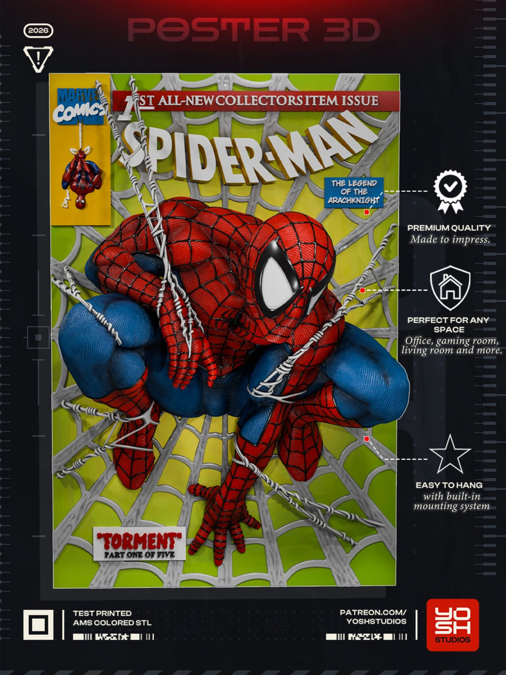 3D Spider-Man Wall Sculpture – Premium Marvel Wall Art for Home, Office & Gaming Room