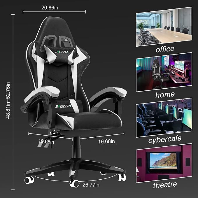 Bigzzia Ergonomic Gaming Chair with Adjustable Headrest and Lumbar Support