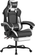 SUKIDA Ergonomic Gaming Chair with Footrest and Lumbar Support – White