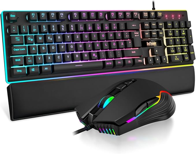 "RedThunder K10 Gaming Keyboard & Mouse Combo — RGB Backlight, Ergonomic Wrist Rest"