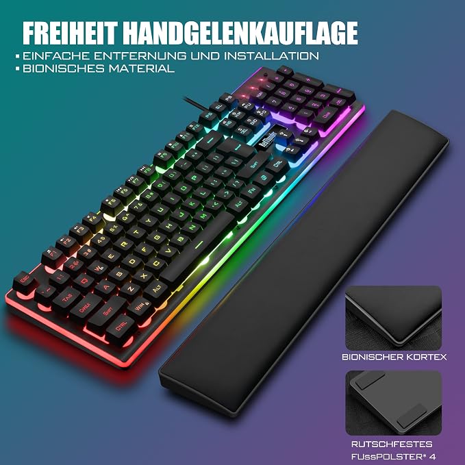 "RedThunder K10 Gaming Keyboard & Mouse Combo — RGB Backlight, Ergonomic Wrist Rest"