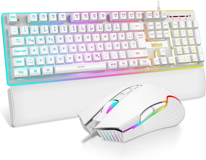 "RedThunder K10 Gaming Keyboard & Mouse Combo — RGB Backlight, Ergonomic Wrist Rest"