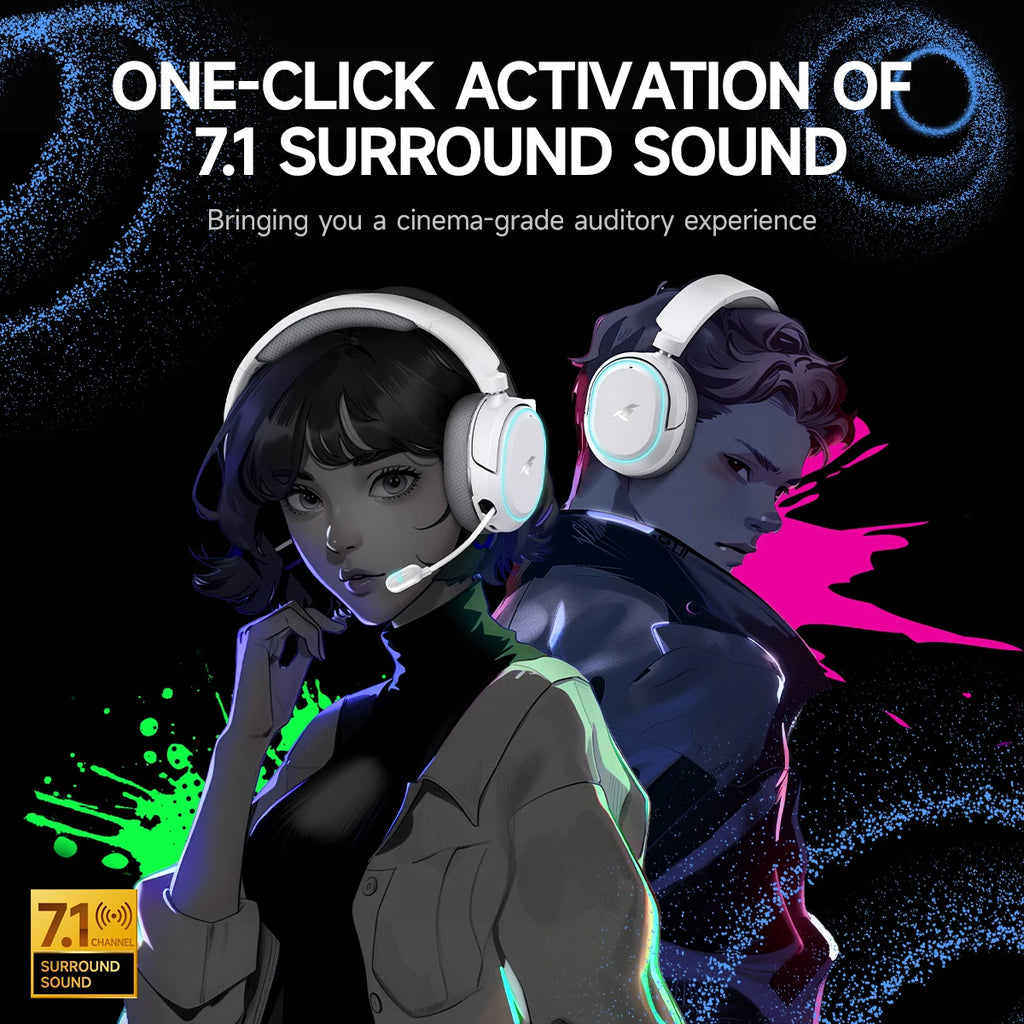 Picun G2 Wireless Gaming Headset — 2.4GHz & Bluetooth 5.3, 7.1 Surround, 100H Battery