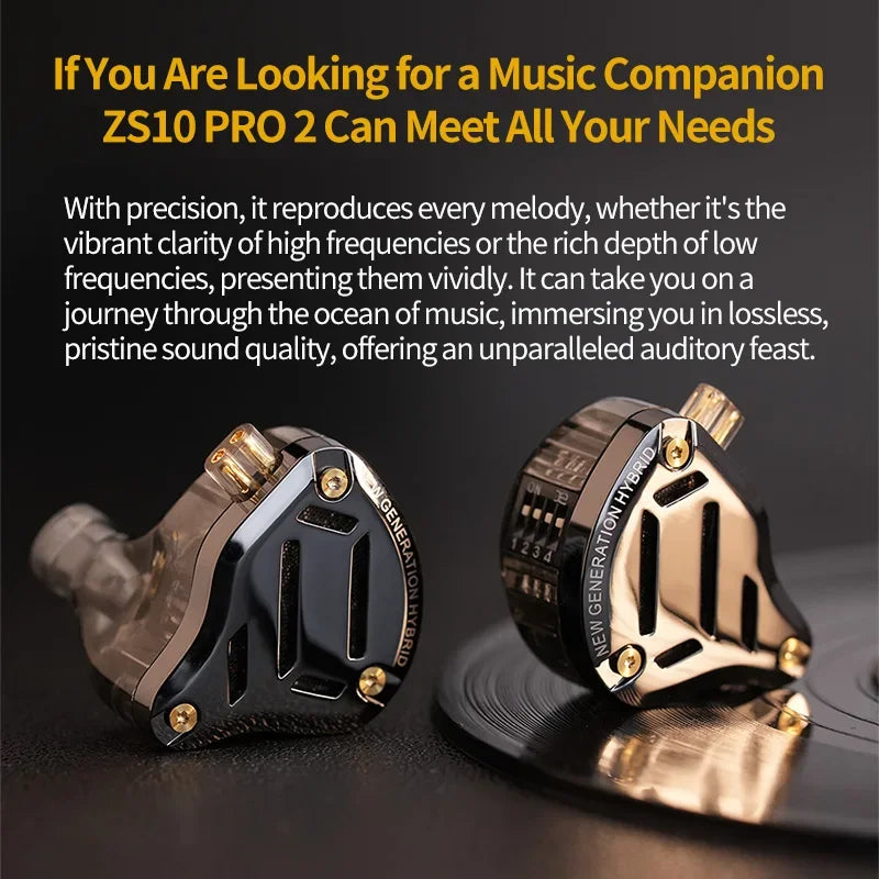 KZ ZS10 Pro 2 In-Ear Monitors — 4-Level Tuning Switch, Metal Shell