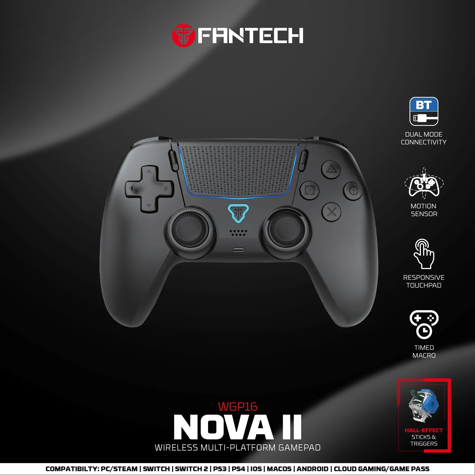 FANTECH NOVA II WGP16 Hall Controller (PS4/NS2/PC)