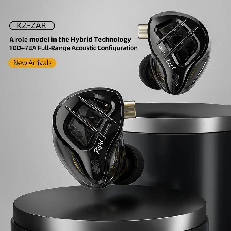 KZ ZAR In-Ear Monitors — 1DD + 7BA Hybrid, HiFi Audiophile