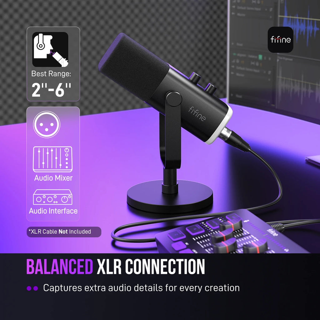 FIFINE AM8 USB/XLR RGB Gaming Microphone