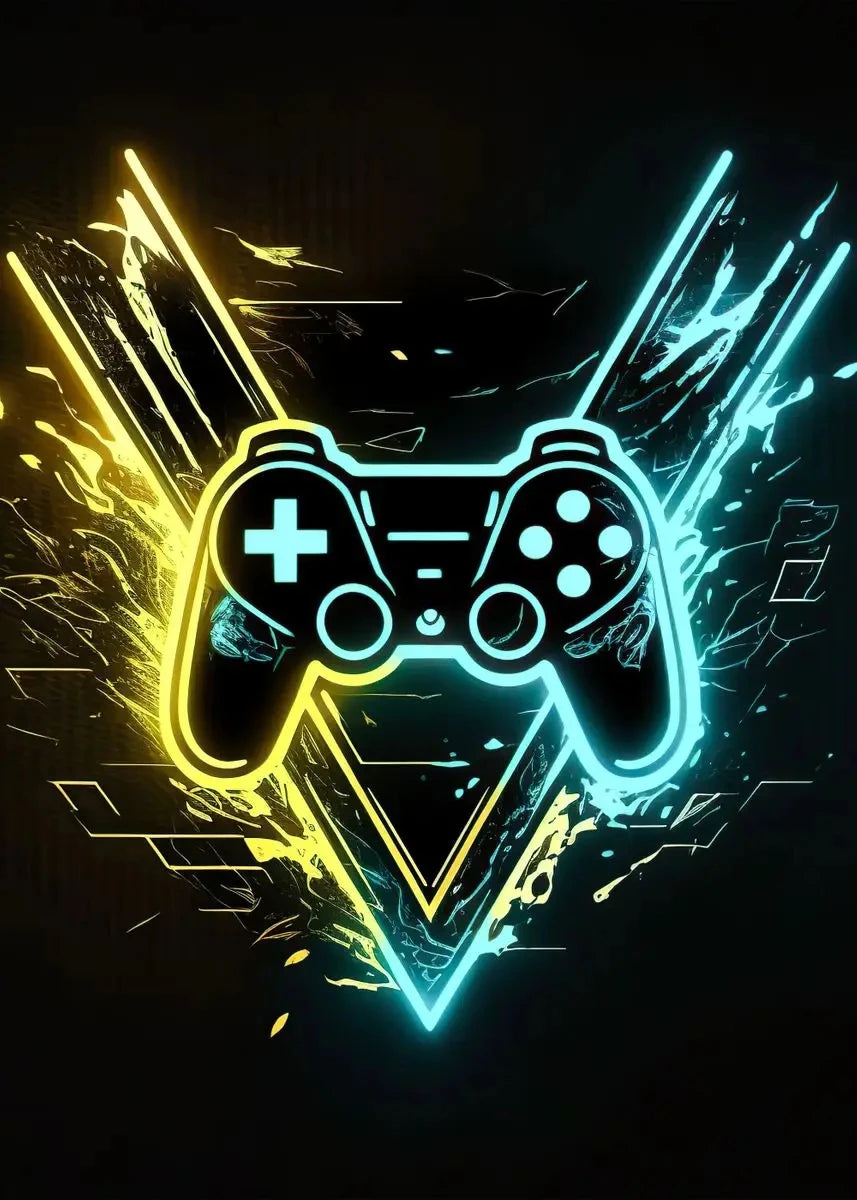 Neon Gaming Controller Wall Art Canvas