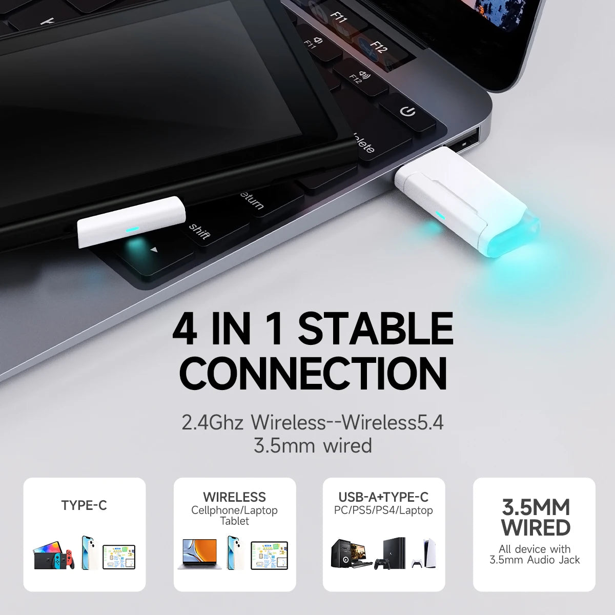 Picun G2 Wireless Gaming Headset — 2.4GHz & Bluetooth 5.3, 7.1 Surround, 100H Battery
