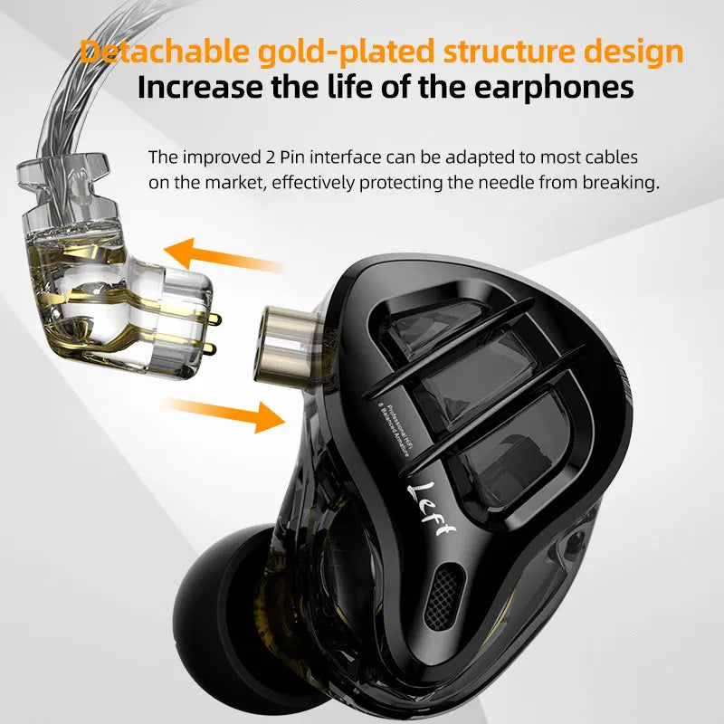 KZ ZAR In-Ear Monitors — 1DD + 7BA Hybrid, HiFi Audiophile