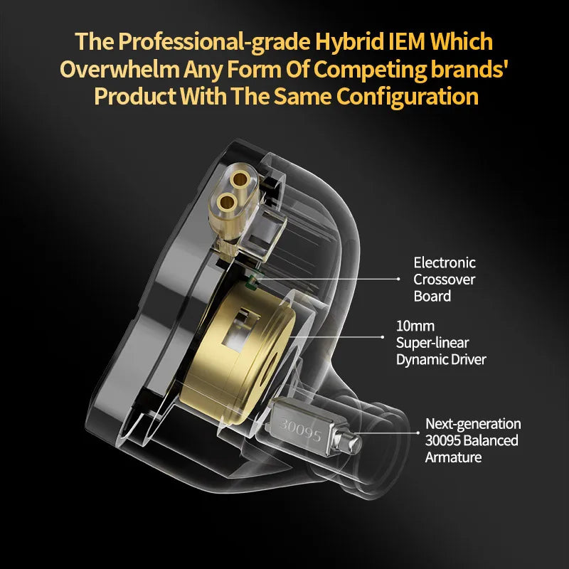 KZ ZSN Pro 2 In-Ear Monitors — 1BA+1DD Hybrid Drivers, Metal Shell