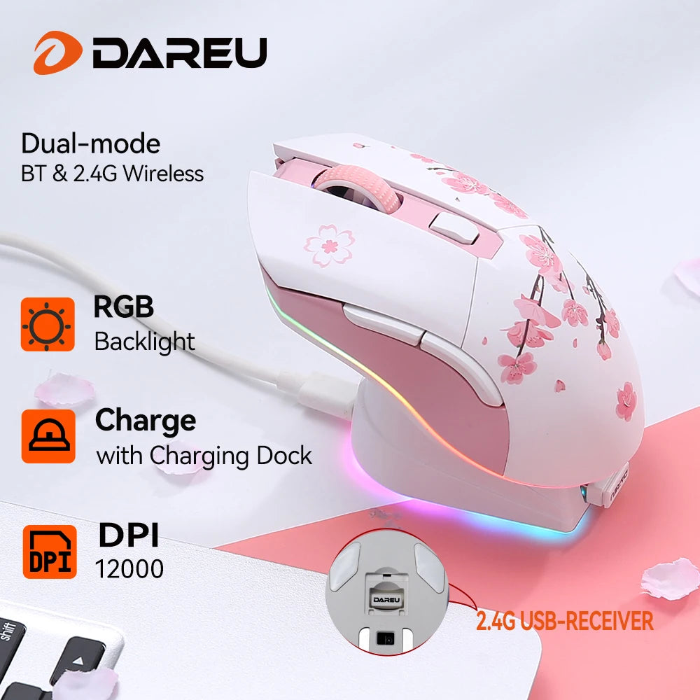 DAREU RGB Wireless Gaming Mouse Dual Mode