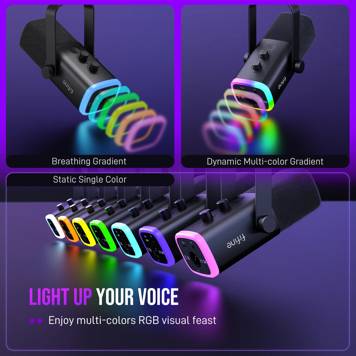 FIFINE AM8 USB/XLR RGB Gaming Microphone