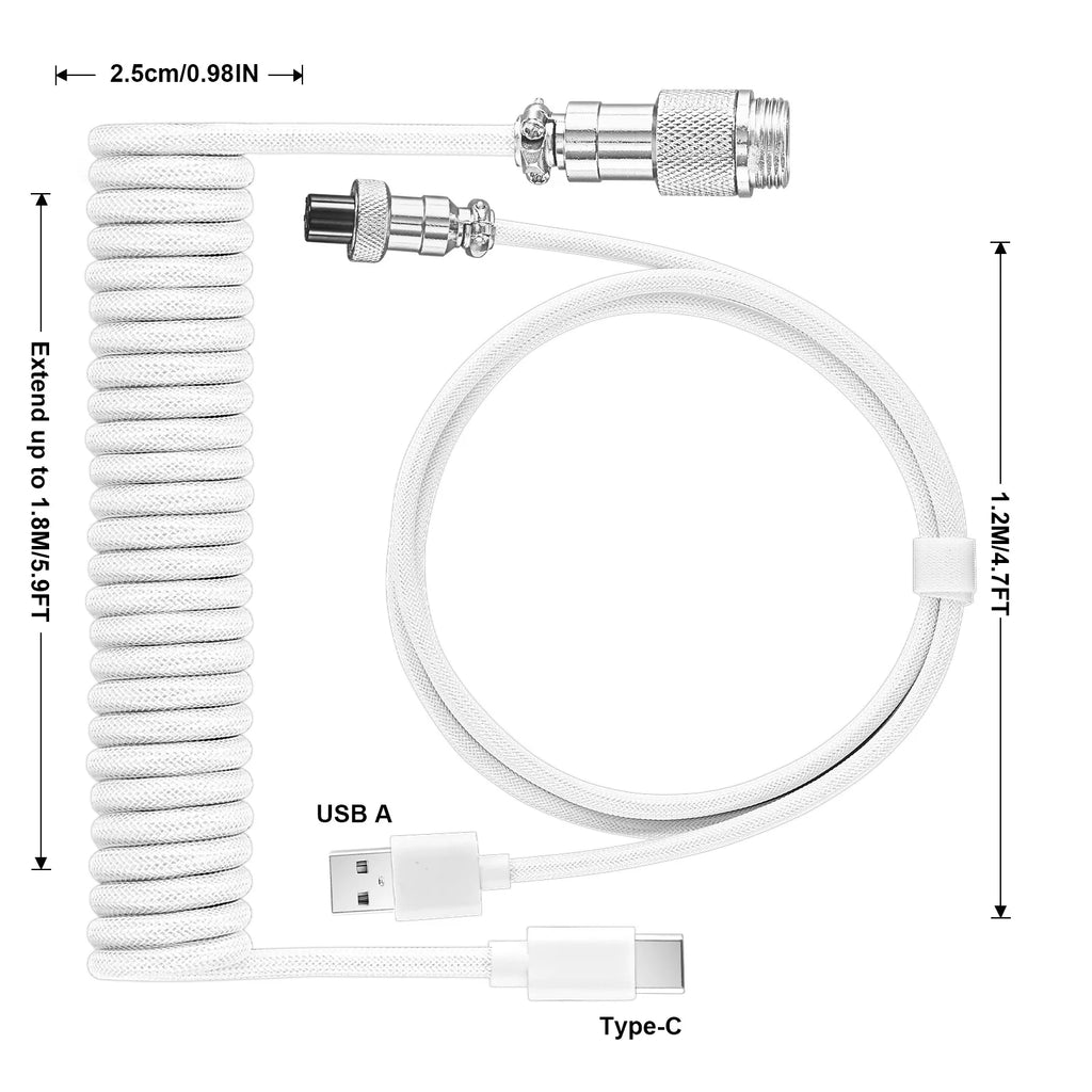 Coiled USB-C Gaming Keyboard Cable