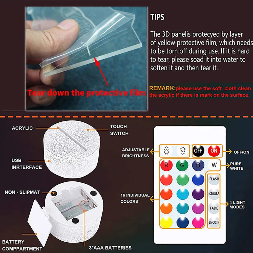 3D Gaming Controller LED Night Light