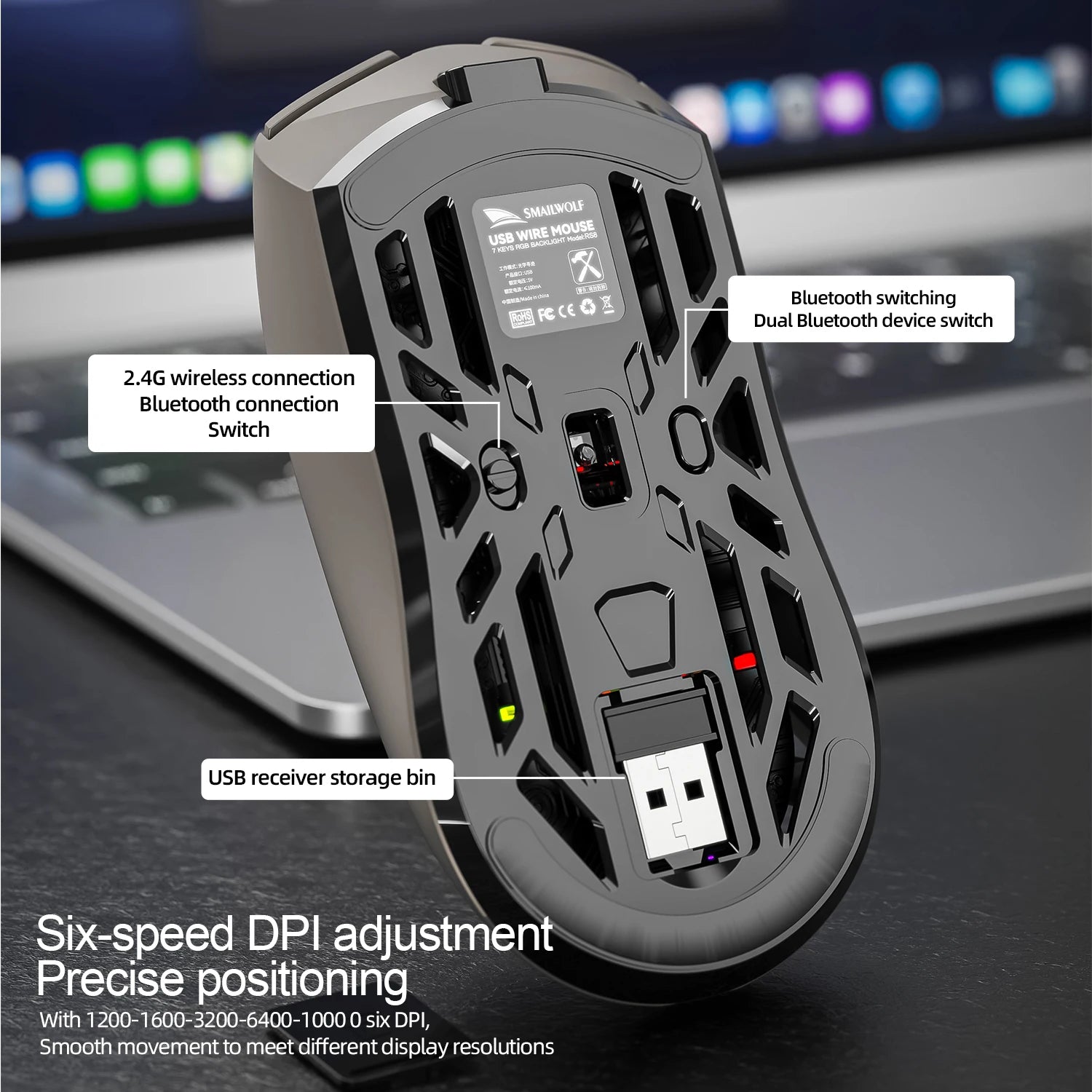 SMAILWOLF RS8 Wireless Gaming Mouse 10000DPI