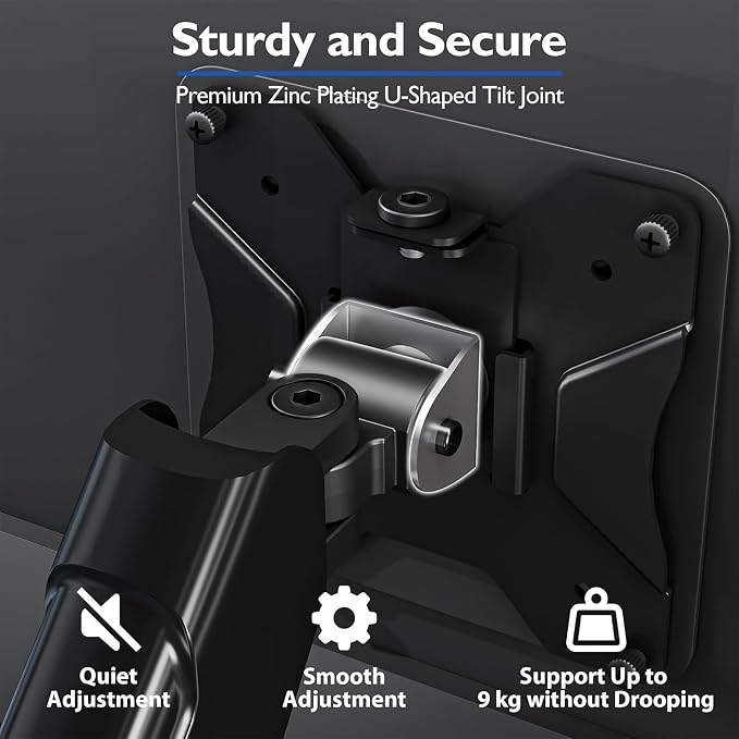BONTEC Monitor Arm Mount — 13-32" Screens, Gas Lift, VESA 75/100mm, Swivel & Tilt