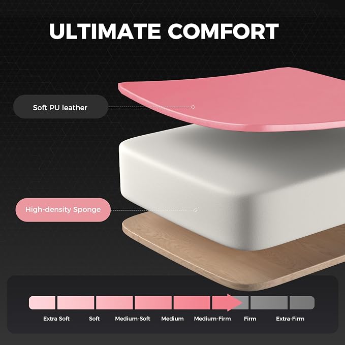 GTPLAYER Gaming Chair — Massage Function, Ergonomic Footrest, Padded, 360° Swivel, Up to 150kg — Pink