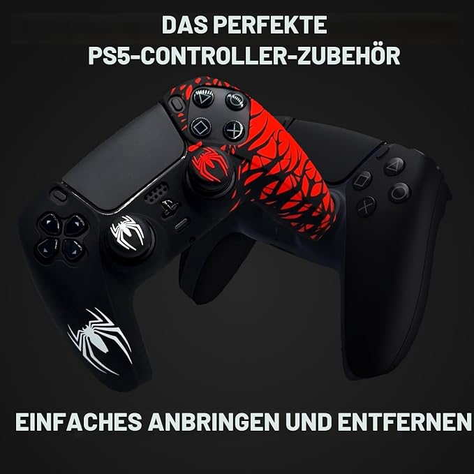 ElitePlay Spider Silicone Case for PS5 Controller — Anti-Slip Rubber Grip + 2x Thumb Stick Caps