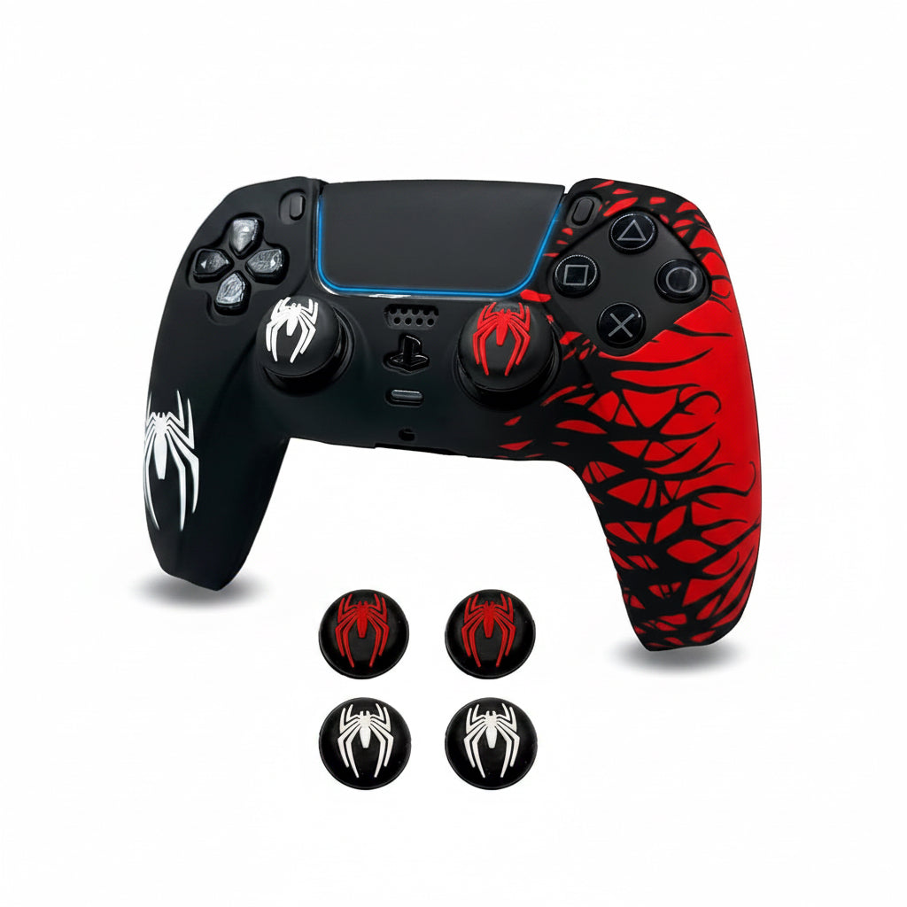 ElitePlay Spider Silicone Case for PS5 Controller — Anti-Slip Rubber Grip + 2x Thumb Stick Caps