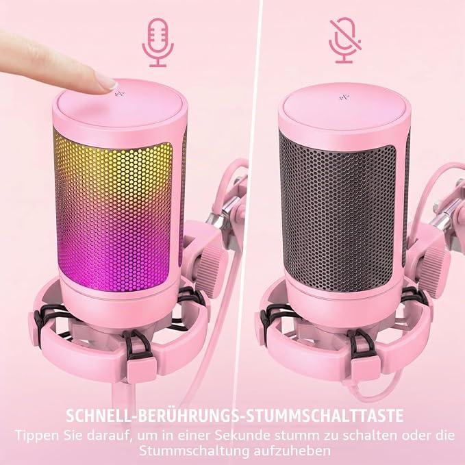 FIFINE USB Gaming Microphone Pink Arm & Pop Filter