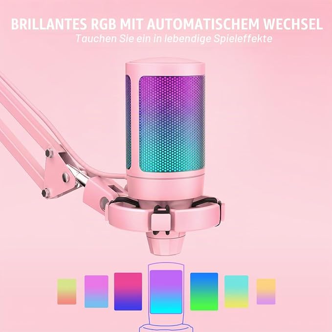 FIFINE USB Gaming Microphone Pink Arm & Pop Filter