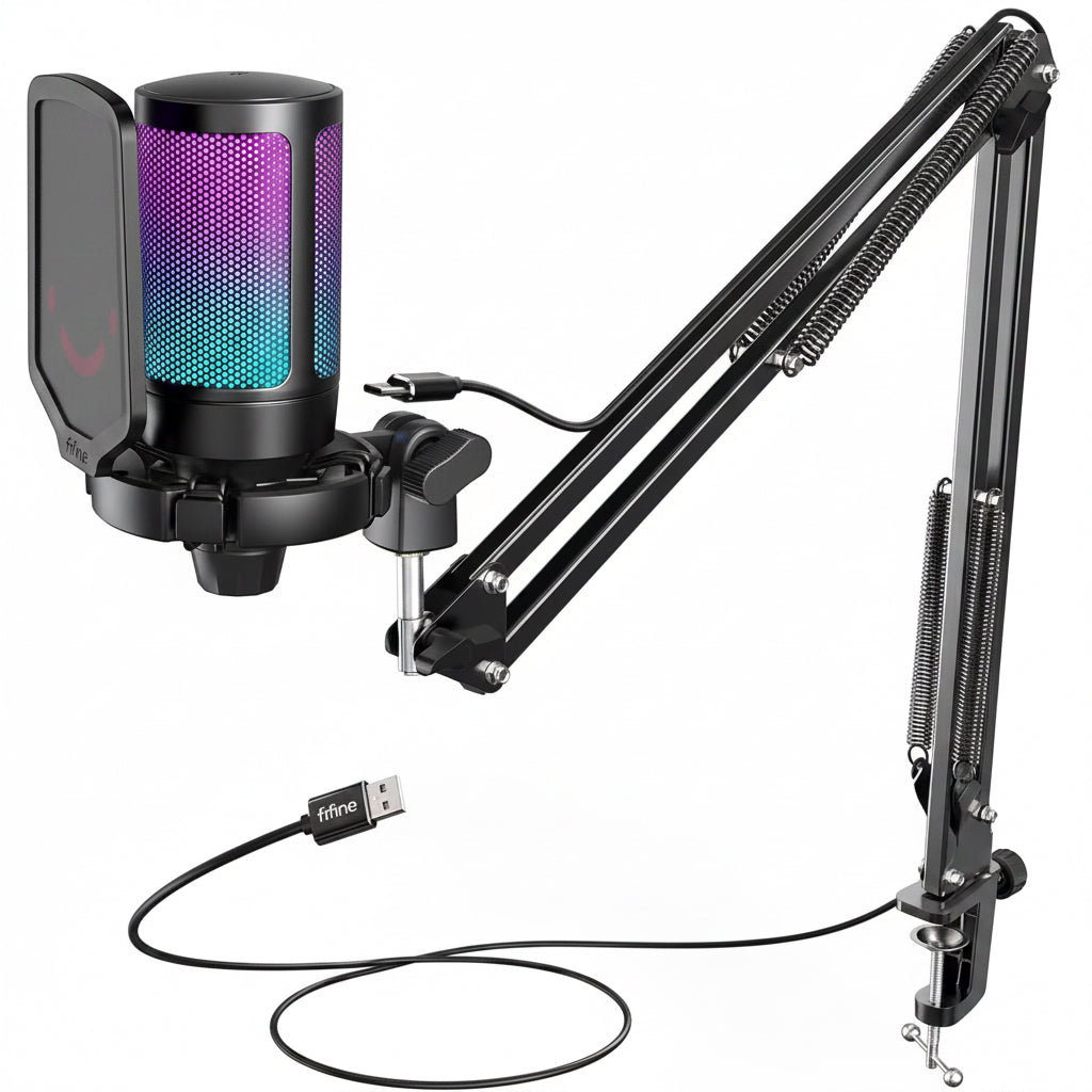 FIFINE USB Gaming Microphone Black Arm & Pop Filter