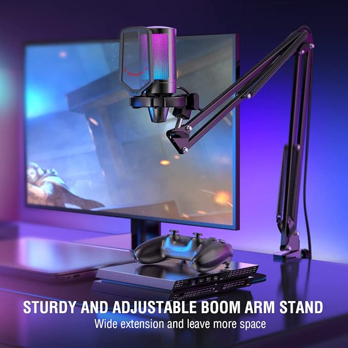 FIFINE USB Gaming Microphone Black Arm & Pop Filter