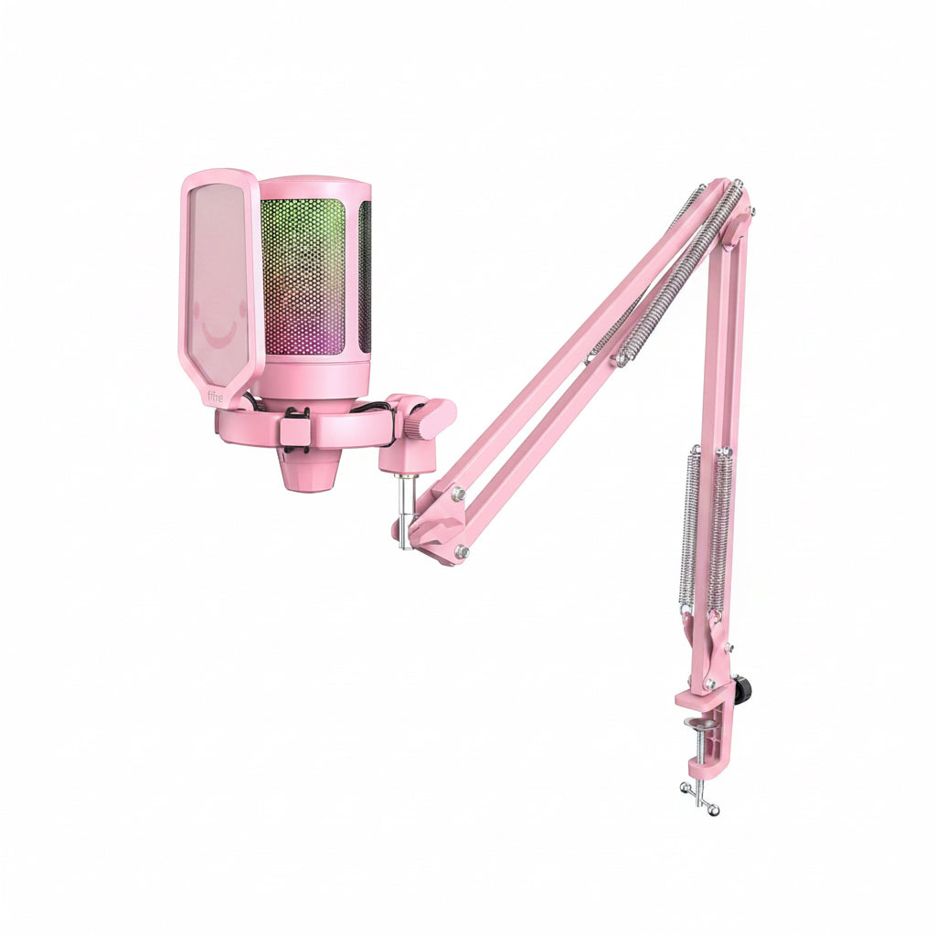 FIFINE USB Gaming Microphone Pink Arm & Pop Filter