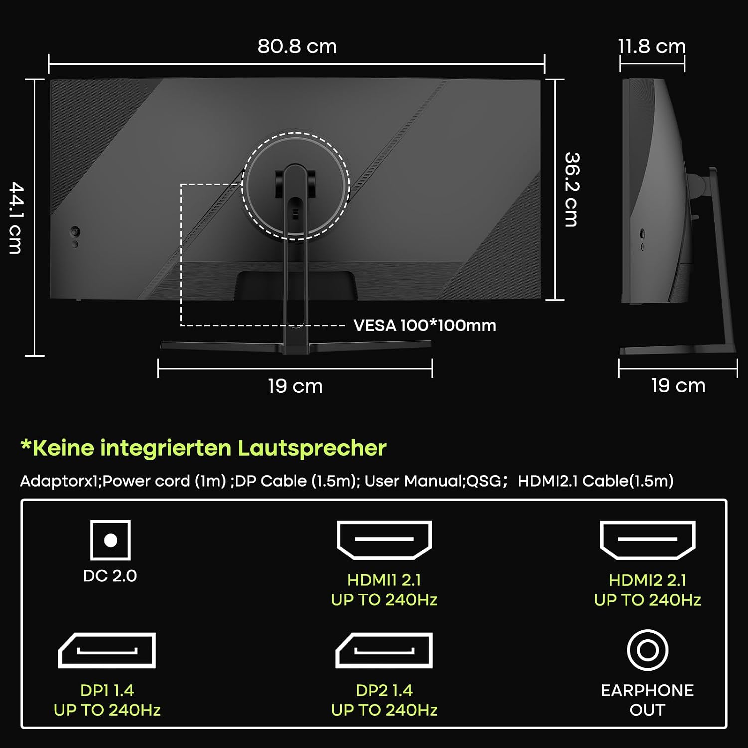 Amzfast 34" Curved Gaming Monitor — UWQHD 3440x1440, 240Hz, 1ms, HDR 400, HDMI 2.1