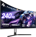 Amzfast 34" Curved Gaming Monitor — UWQHD 3440x1440, 240Hz, 1ms, HDR 400, HDMI 2.1