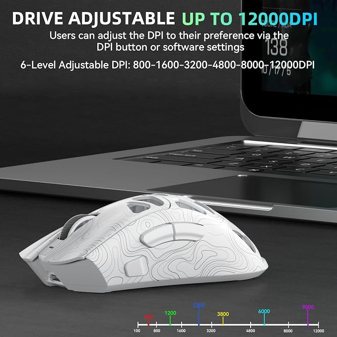 SC620 RGB Wireless Gaming Mouse — 12000 DPI, 8KHz, 7 Programmable Buttons
