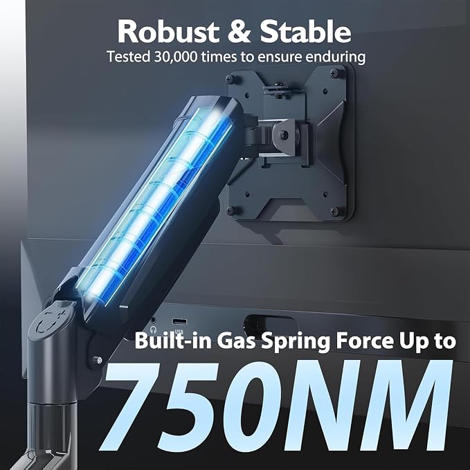 BONTEC Monitor Arm Mount — 13-32" Screens, Gas Lift, VESA 75/100mm, Swivel & Tilt