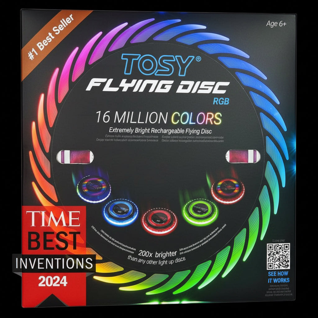 TOSY LED Flying Disc — 108 RGB Lights, 36 Modes, Rechargeable & Waterproof — 175g